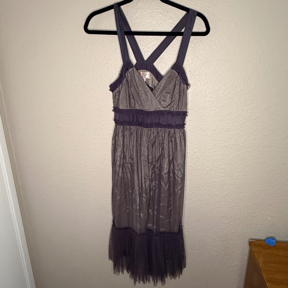 Anthropologie Whimsigoth Fairy Purple Mesh Dress Size 6 Ethereal Romantic Grunge
